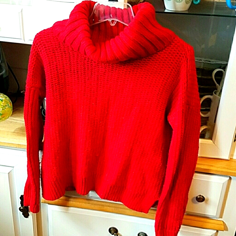 JCP wool blend cowl neck sweater red Medium